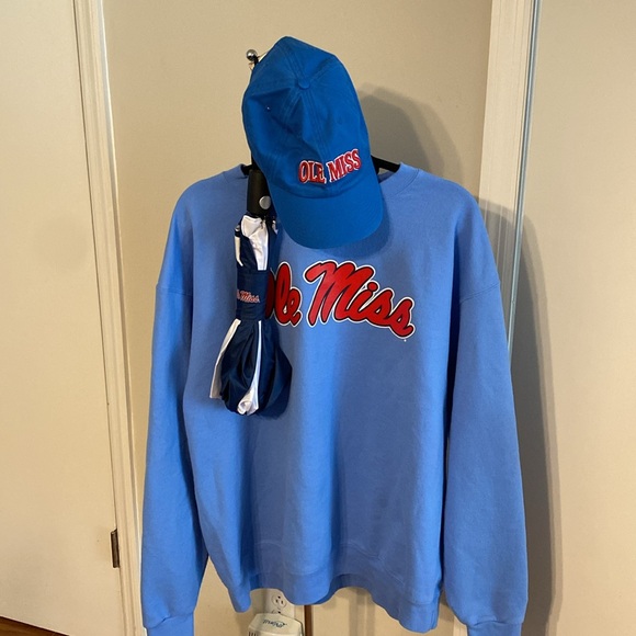 3 Item Bundle-Mens Champion Ole Miss Sweatshirt, 47 Brand Hat, Umbrella - Picture 1 of 16